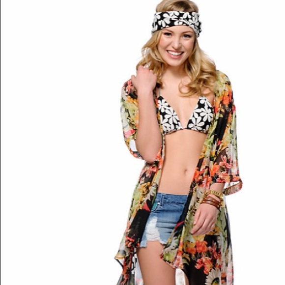 NWOT See You Monday Floral Kimono - Picture 1 of 13